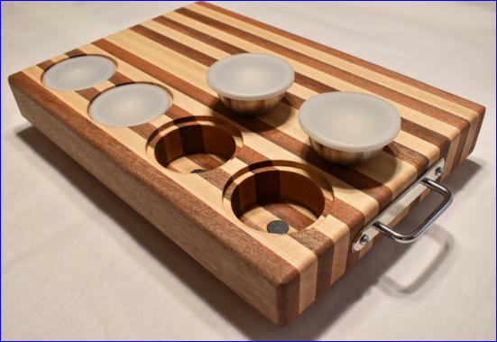 cutting board with containers